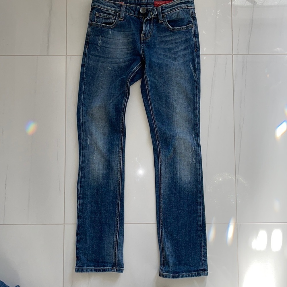Yaso Distressed Straight Leg Jeans Size 3/4 27